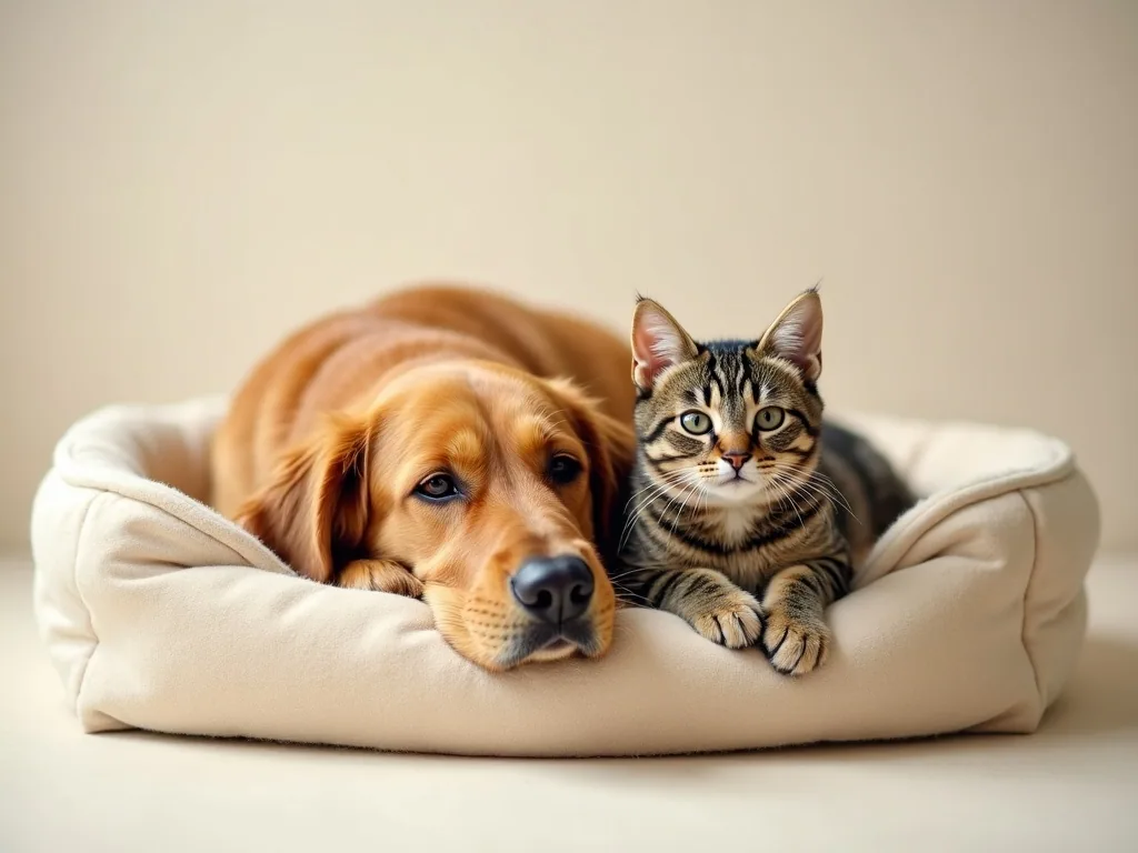 A dog and cat resting together